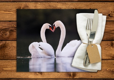 set de table personnalisé Coeur de cygne