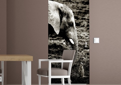 Habillage de porte Eléphant et suricate