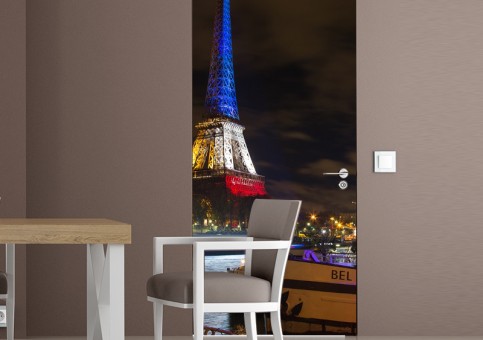 Habillage de porte Tour Eiffel tricolore