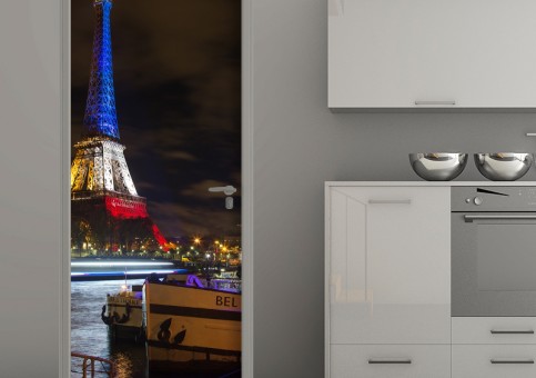 Habillage de porte Tour Eiffel tricolore