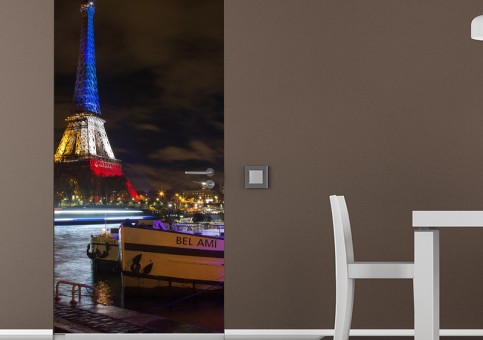 Habillage de porte Tour Eiffel tricolore