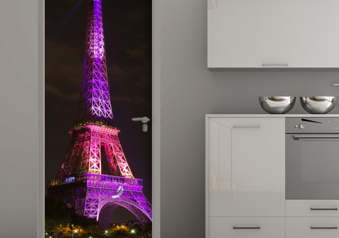 Habillage de porte Tour Eiffel Rose