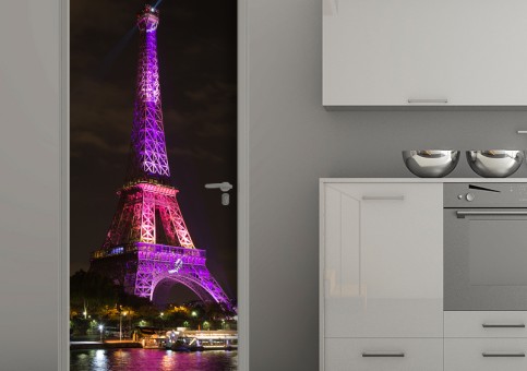 Habillage de porte Tour Eiffel Rose
