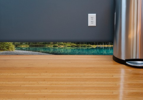 Plinthes personnalisées paysage lac turquoise