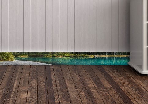 Plinthes personnalisées paysage lac turquoise